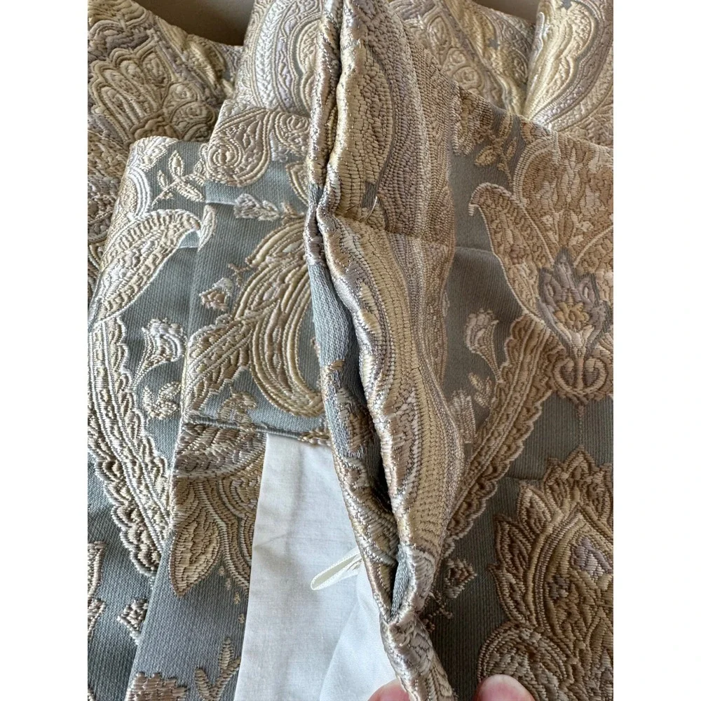 Rose Tree Norwich Medallion Set 5 Blue Gold Damask Paisley Lined Valances Luxury